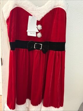 Festive Red Velvet Girls' Santa Dress